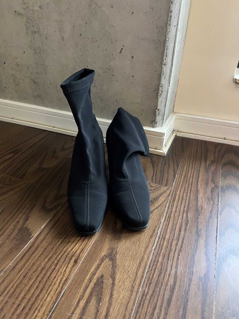 La CANADIENNE Black Stretch Sock Ankle Boots